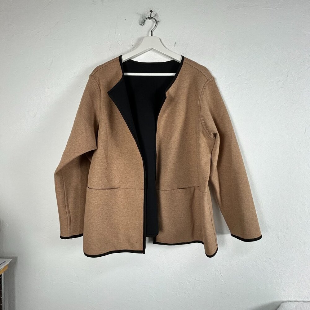 J. Jill Wearever Collection Womens Reversible Jacket XL Camel & Black Open Front